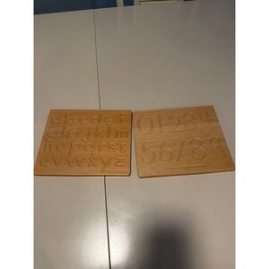 wooden Montessori-style letter and number tracing board set of 2‎ no writing pen